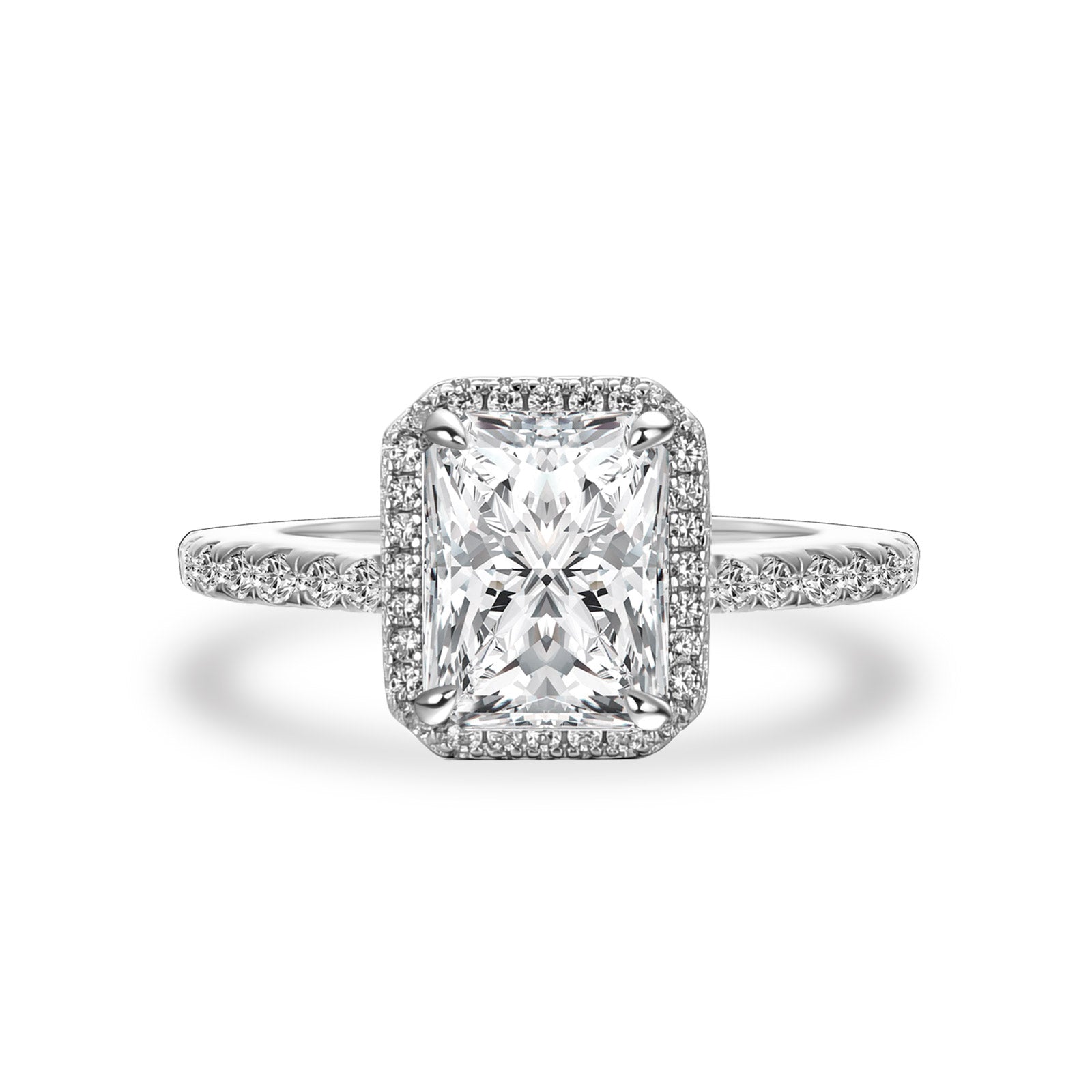 Aurevyn 3.0 Ct Halo Radiant Cut White Gold Engagement Ring
