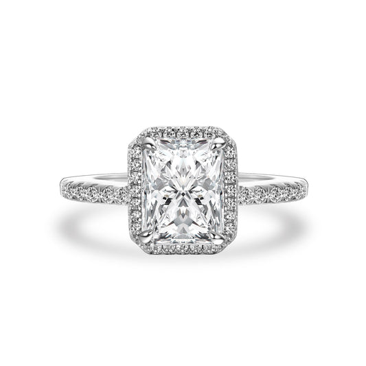 Aurevyn 3.0 Ct Halo Radiant Cut White Gold Engagement Ring
