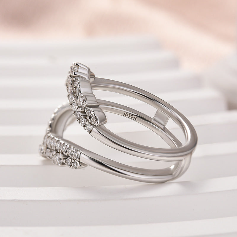Aurevyn Round Cut Jacket White Gold Stack Wedding Band