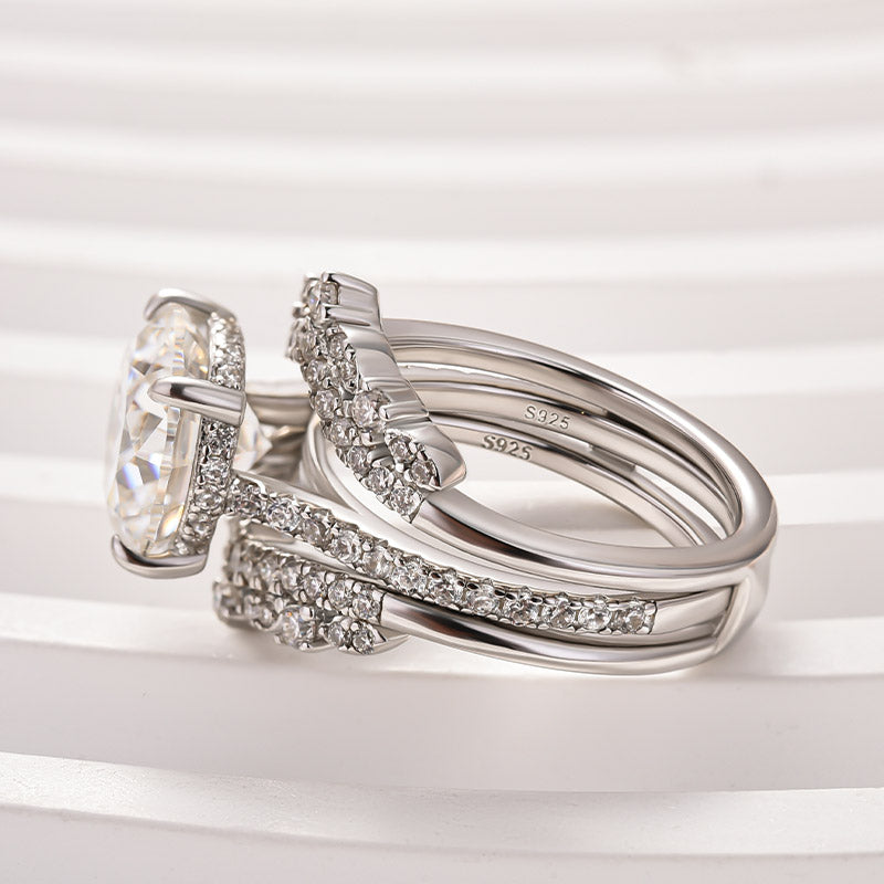 Aurevyn Moissanite 4.0Ct Round Cut 4 Prong Stack Wedding Ring with Jacket Wedding Band
