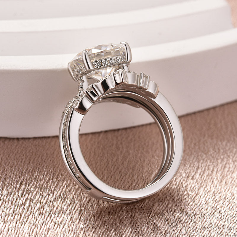 Aurevyn Moissanite 4.0Ct Round Cut 4 Prong Stack Wedding Ring with Jacket Wedding Band