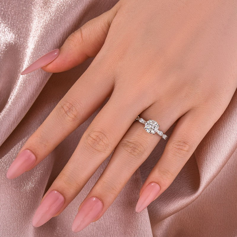 Aurevyn Moissanite 1.2 Ct Round Cut White Gold Engagement Ring