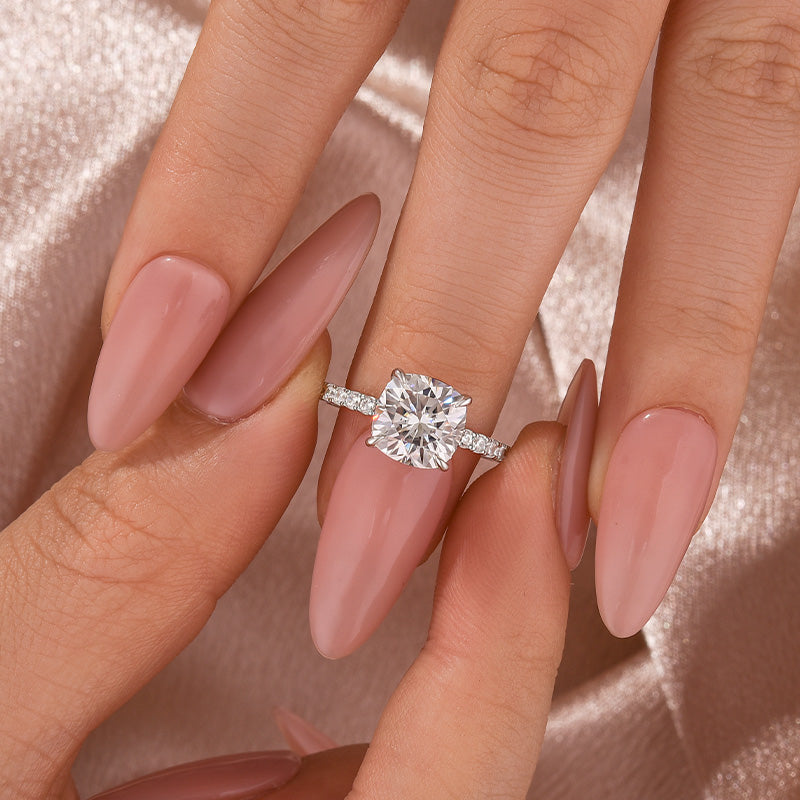 Aurevyn 2.0Ct -2.5Ct Square Cushion Promise Bridal Ring
