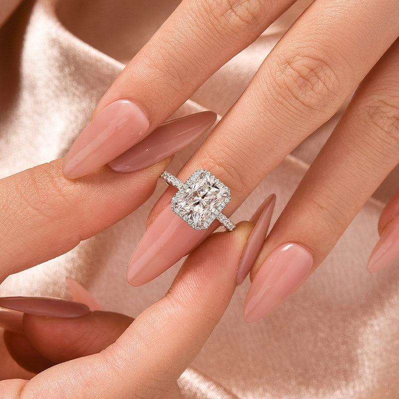 Aurevyn 3.0 Ct Halo Radiant Cut White Gold Engagement Ring