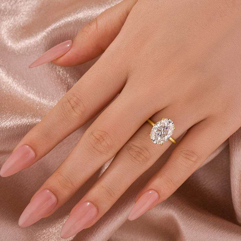 Aurevyn 2.0 Ct ～5.5 Ct Oval Cut Yellow Gold Promise Ring For Women