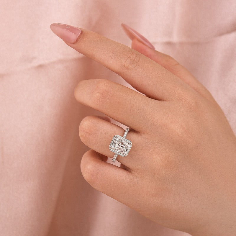 Aurevyn 3.0 Ct Halo Radiant Cut White Gold Engagement Ring