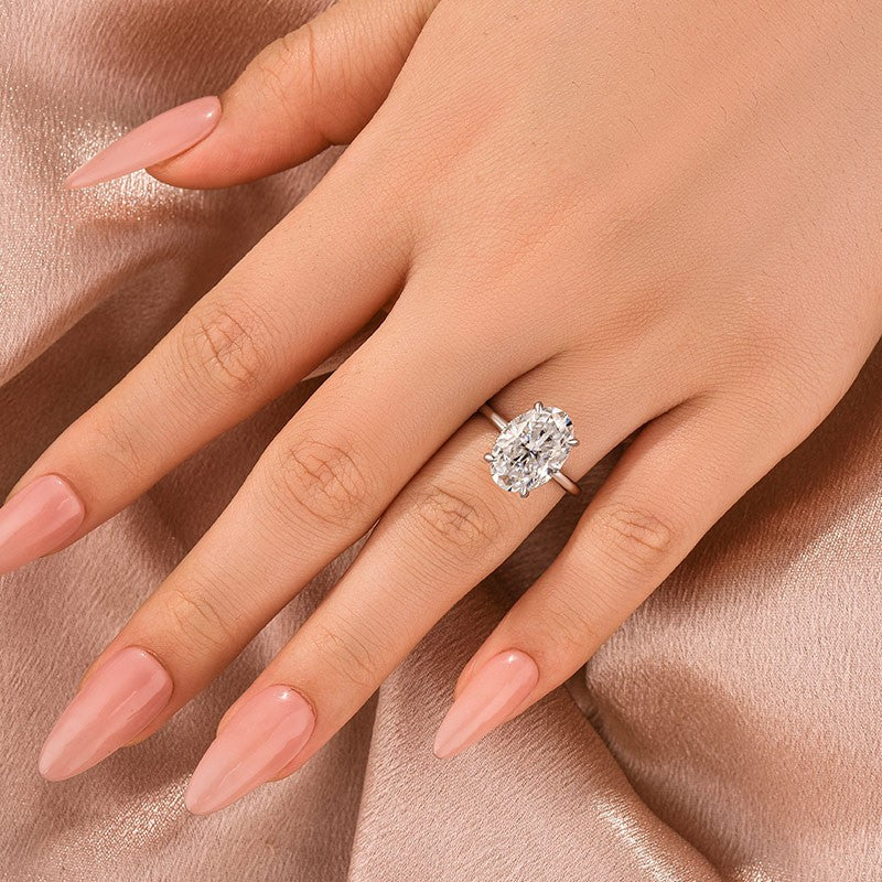 Aurevyn Moissanite Solitaire 5.50 Ct Oval Cut White Gold Promise Ring For Women
