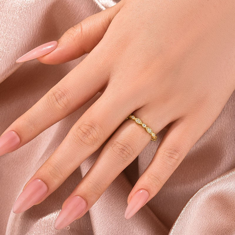 Aurevyn Moissanite 0.3Ct Yellow Gold Pavé Eternity Wedding Ring