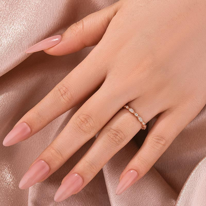 Aurevyn Moissanite 0.3Ct Rose Gold Pavé Eternity Wedding Ring