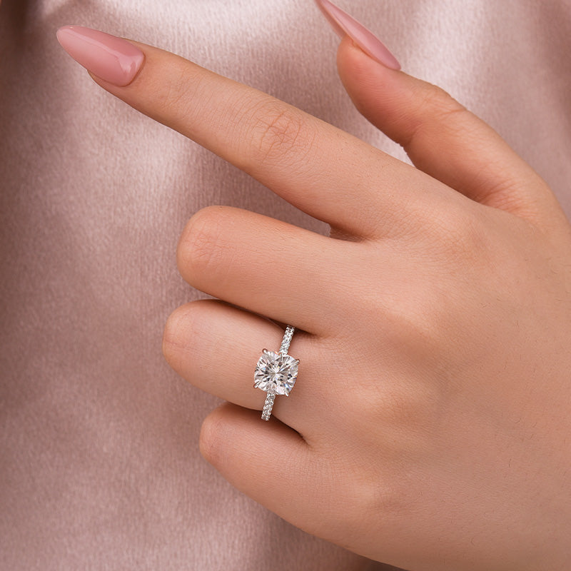 Aurevyn 2.0Ct -2.5Ct Square Cushion Promise Bridal Ring