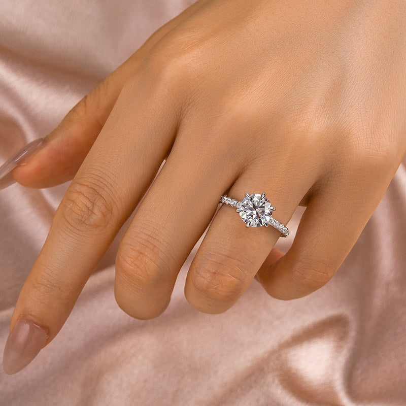 Aurevyn 2.0 Ct Hidden Halo Round Cut White Gold Engagement Ring