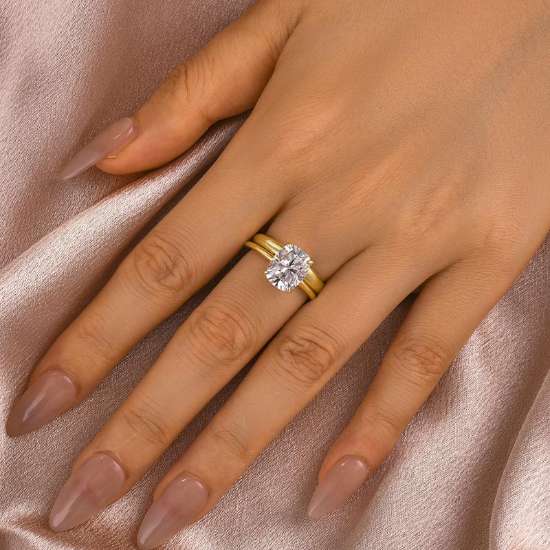 Aurevyn 4.0 Ct Cushion Cut Yellow Gold Wedding Ring Set with Wide Band