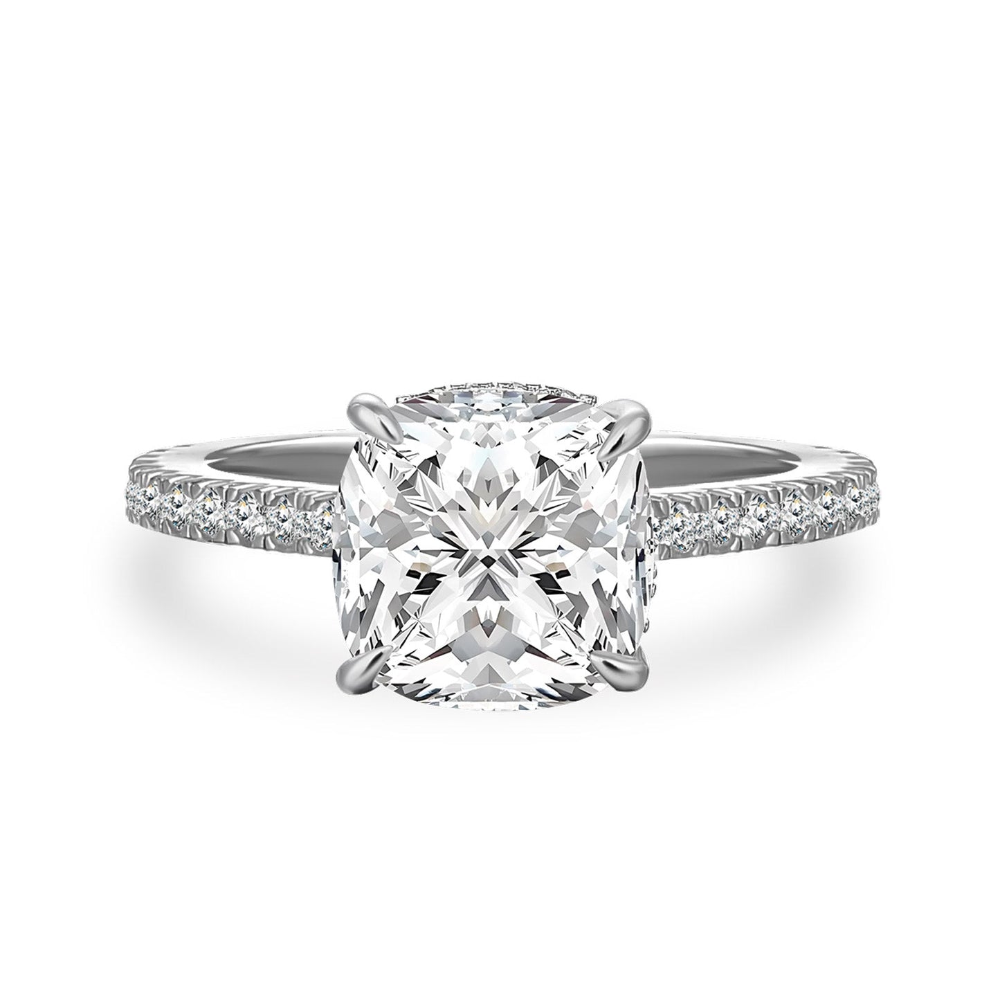 Aurevyn Moissanite 2.5 Ct Square Cushion Cut White Gold Promise Bridal Ring