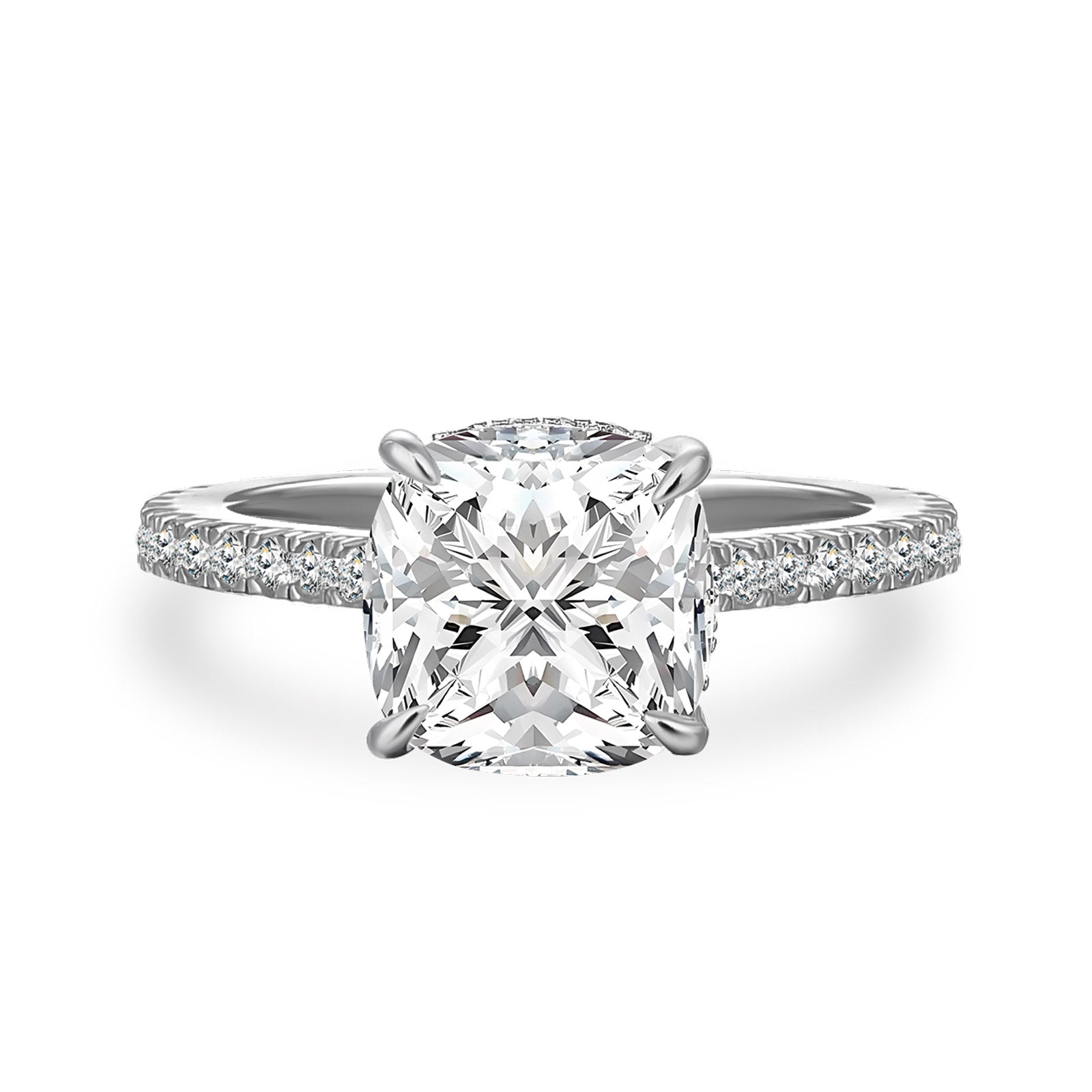 Aurevyn Moissanite 2.5 Ct Square Cushion Cut White Gold Promise Bridal Ring