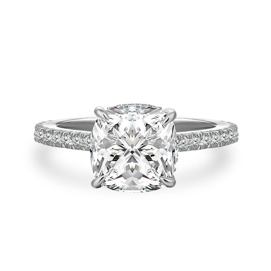 Aurevyn Moissanite 2.5 Ct Square Cushion Cut White Gold Promise Bridal Ring