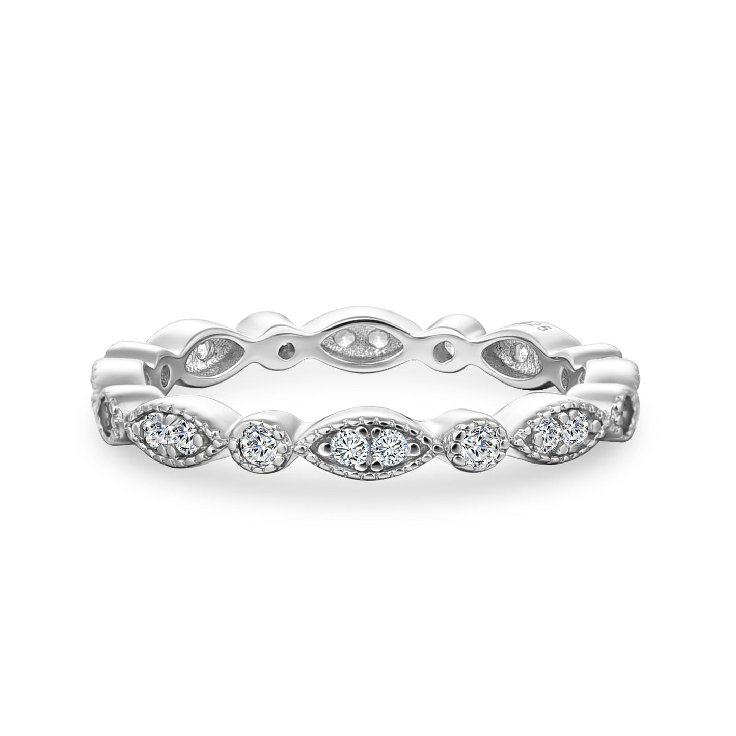 Aurevyn Moissanite 0.3Ct White Gold Pavé Eternity Wedding Ring
