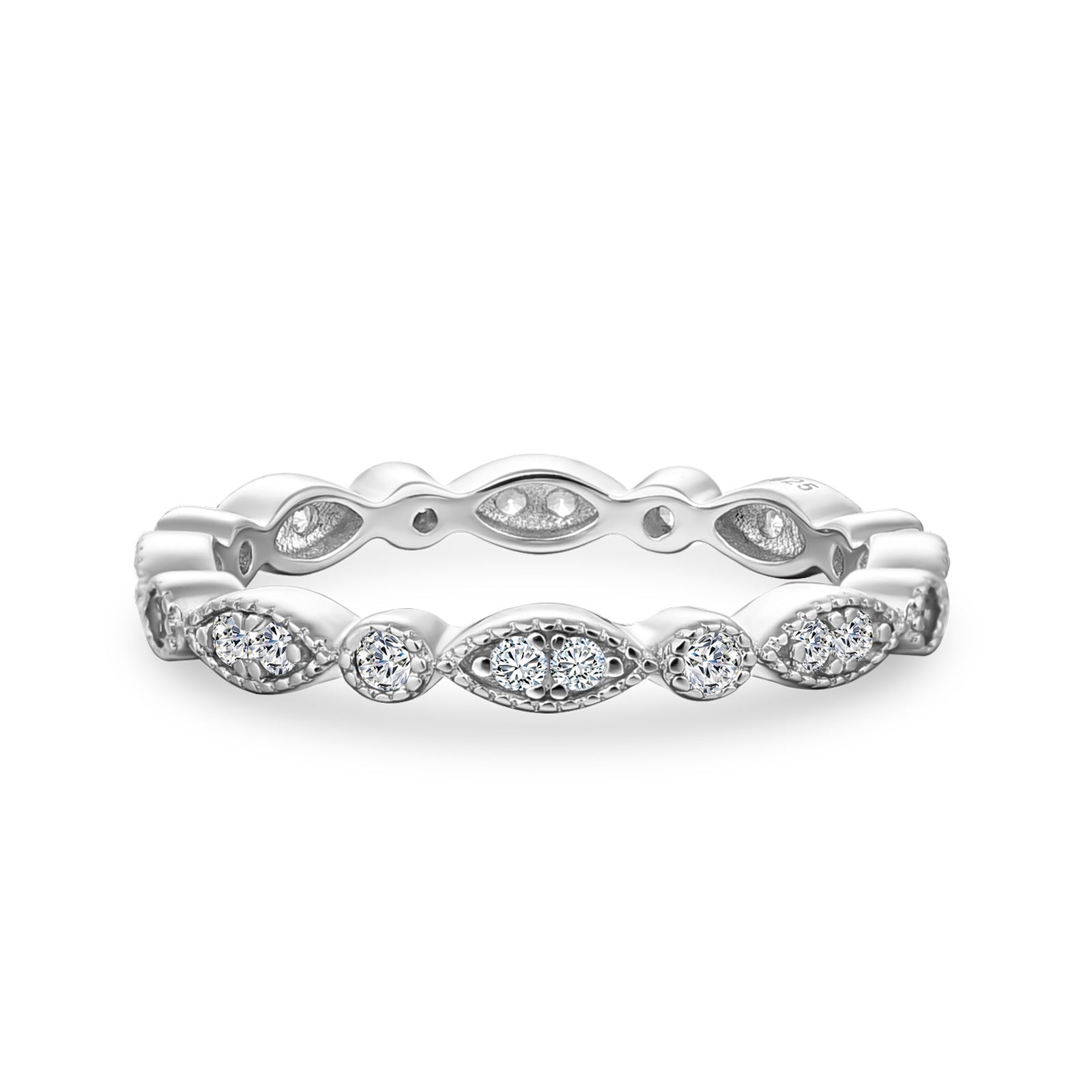 Aurevyn Moissanite 0.3Ct White Gold Pavé Eternity Wedding Ring