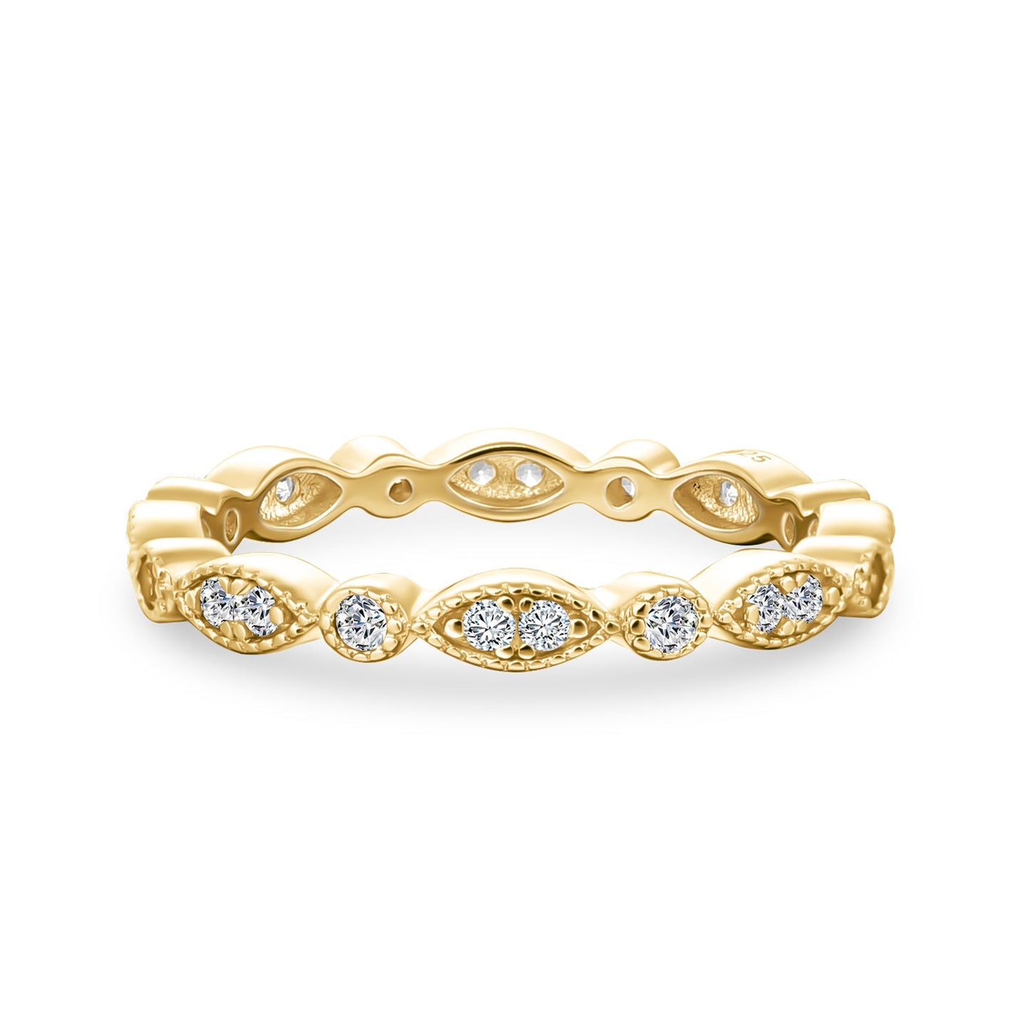 Aurevyn Moissanite 0.3Ct Yellow Gold Pavé Eternity Wedding Ring