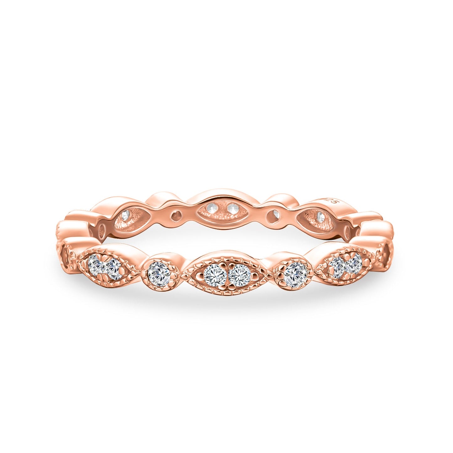 Aurevyn Moissanite 0.3Ct Rose Gold Pavé Eternity Wedding Ring
