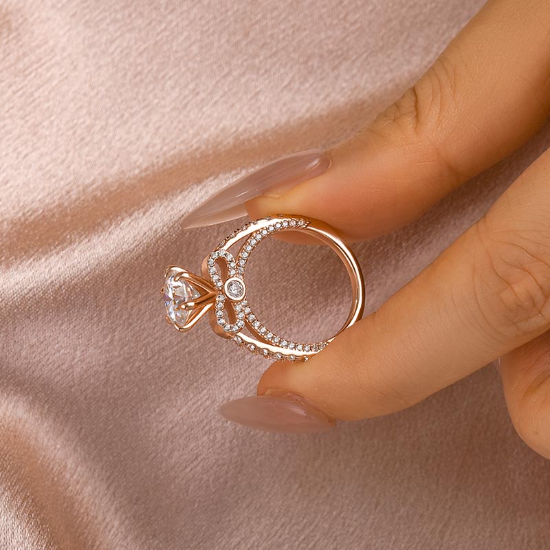 Aurevyn 2.0 Ct Bow Base Design Rose Gold Promise Bridal Ring