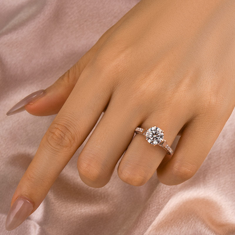 Aurevyn 2.0 Ct Bow Base Design Rose Gold Promise Bridal Ring