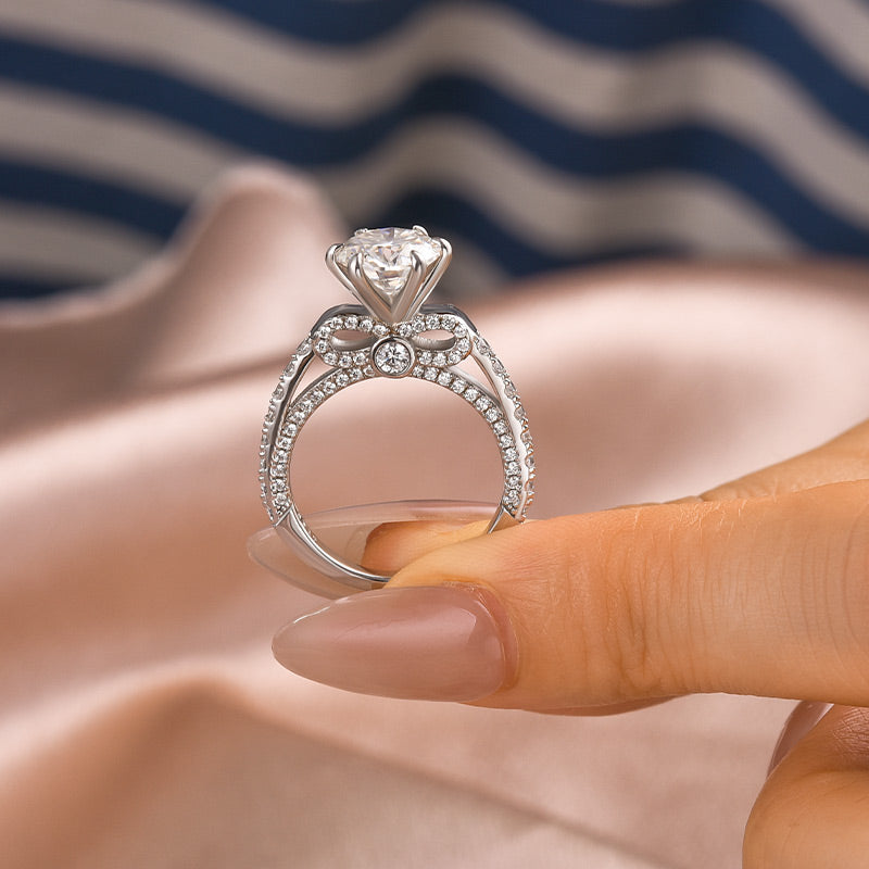 Aurevyn 2.0 Ct Bow Base Design White Gold Promise Bridal Ring