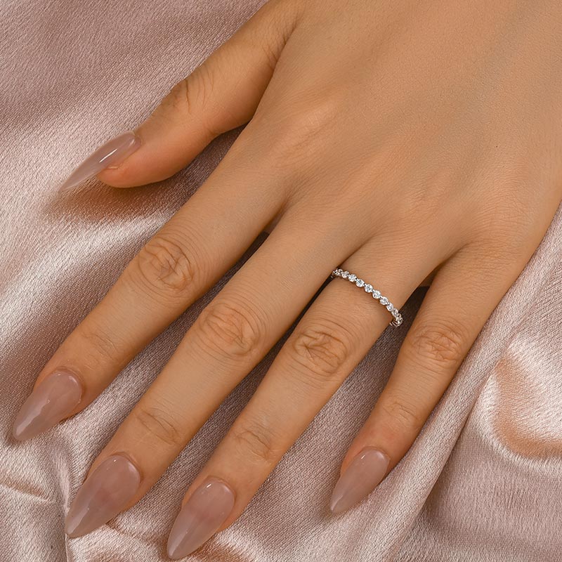 Aurevyn 1.0 Ct White Gold Round Cut Full Eternity Wedding Band