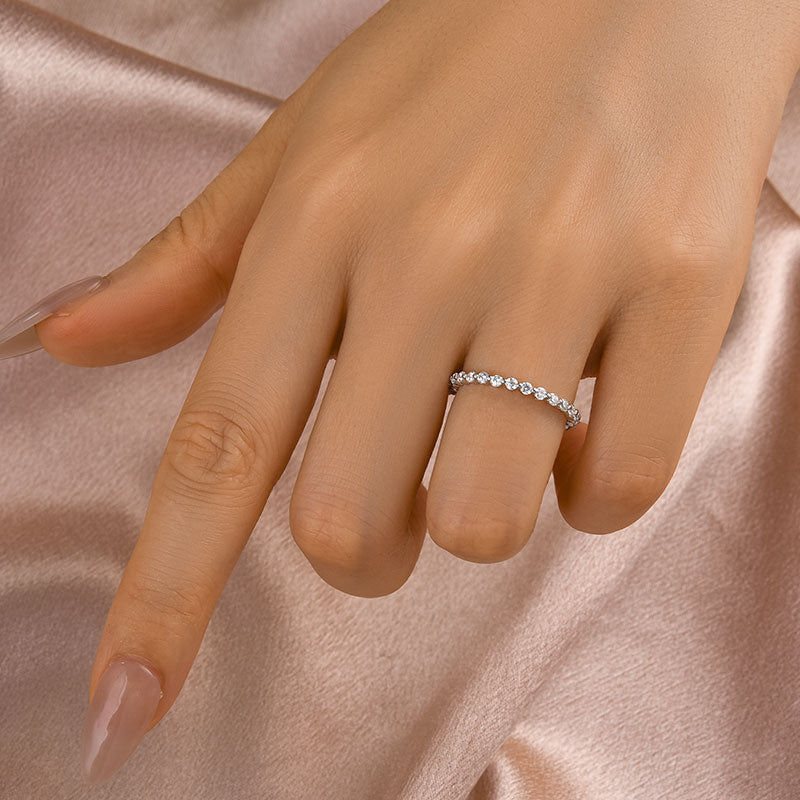 Aurevyn 1.0 Ct White Gold Round Cut Full Eternity Wedding Band