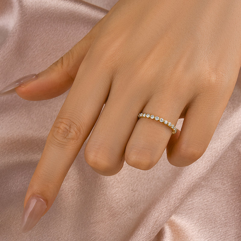 Aurevyn Yellow Gold 1.0 Ct Round Cut Full Eternity Wedding Band