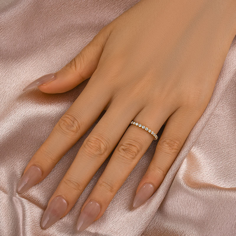 Aurevyn Yellow Gold 1.0 Ct Round Cut Full Eternity Wedding Band
