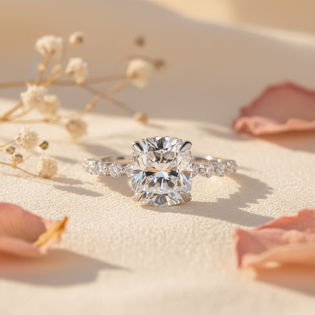 Aurevyn 2.0 Ct White Gold Cushion Cut Bridal Ring