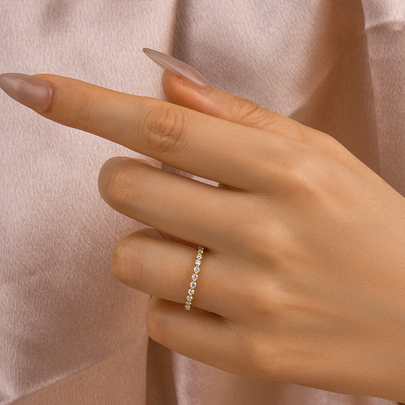 Aurevyn Yellow Gold 1.0 Ct Round Cut Full Eternity Wedding Band