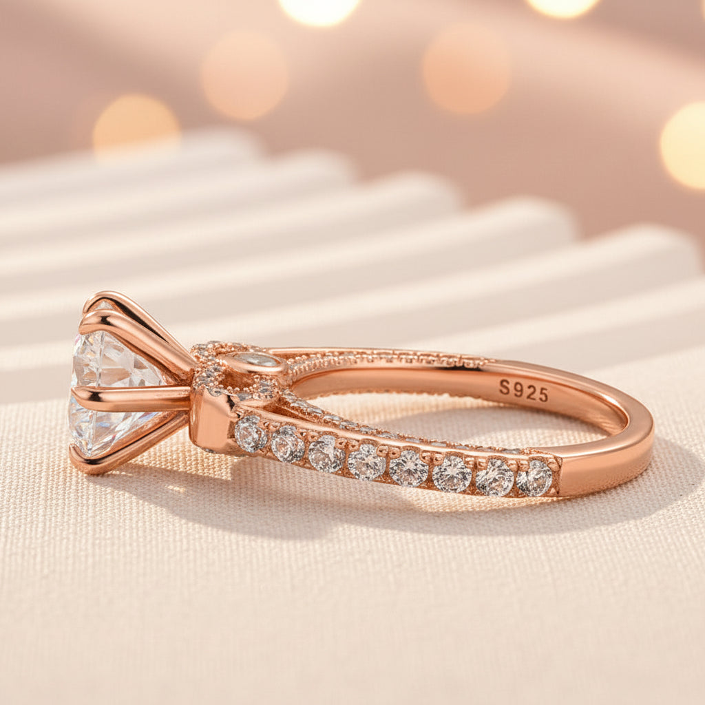 Aurevyn 2.0 Ct Bow Base Design Rose Gold Promise Bridal Ring