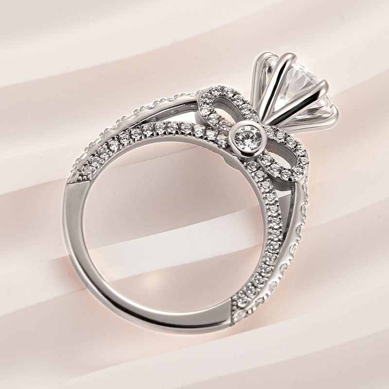 Aurevyn 2.0 Ct Bow Base Design White Gold Promise Bridal Ring
