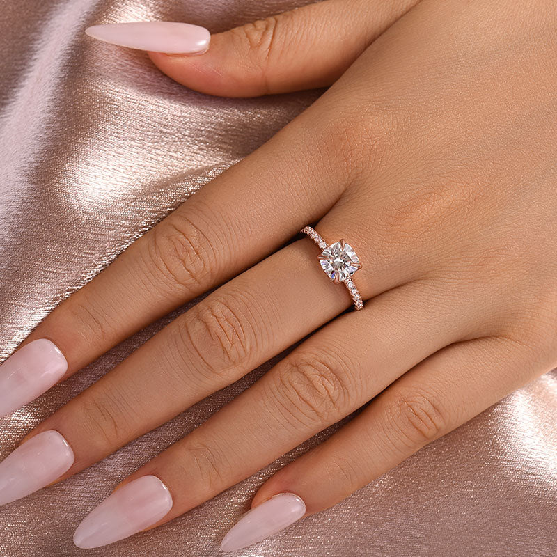 Aurevyn 2.0 Ct Square Cushion Rose Gold Bridal Ring