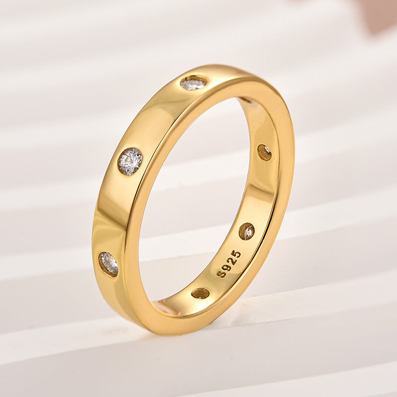 Aurevyn Round Cut Yellow Gold Wide Wedding Band