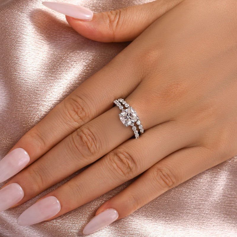 Aurevyn 2.0 Ct Cushion Cut Wedding Ring Set For Women