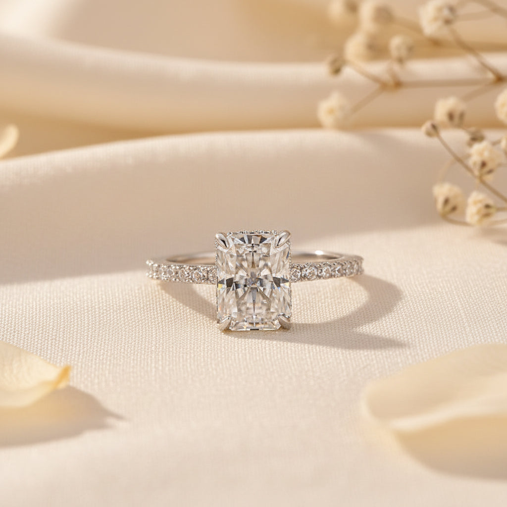 Aurevyn 2.0 Ct Radiant Cut White Gold Engagement Ring