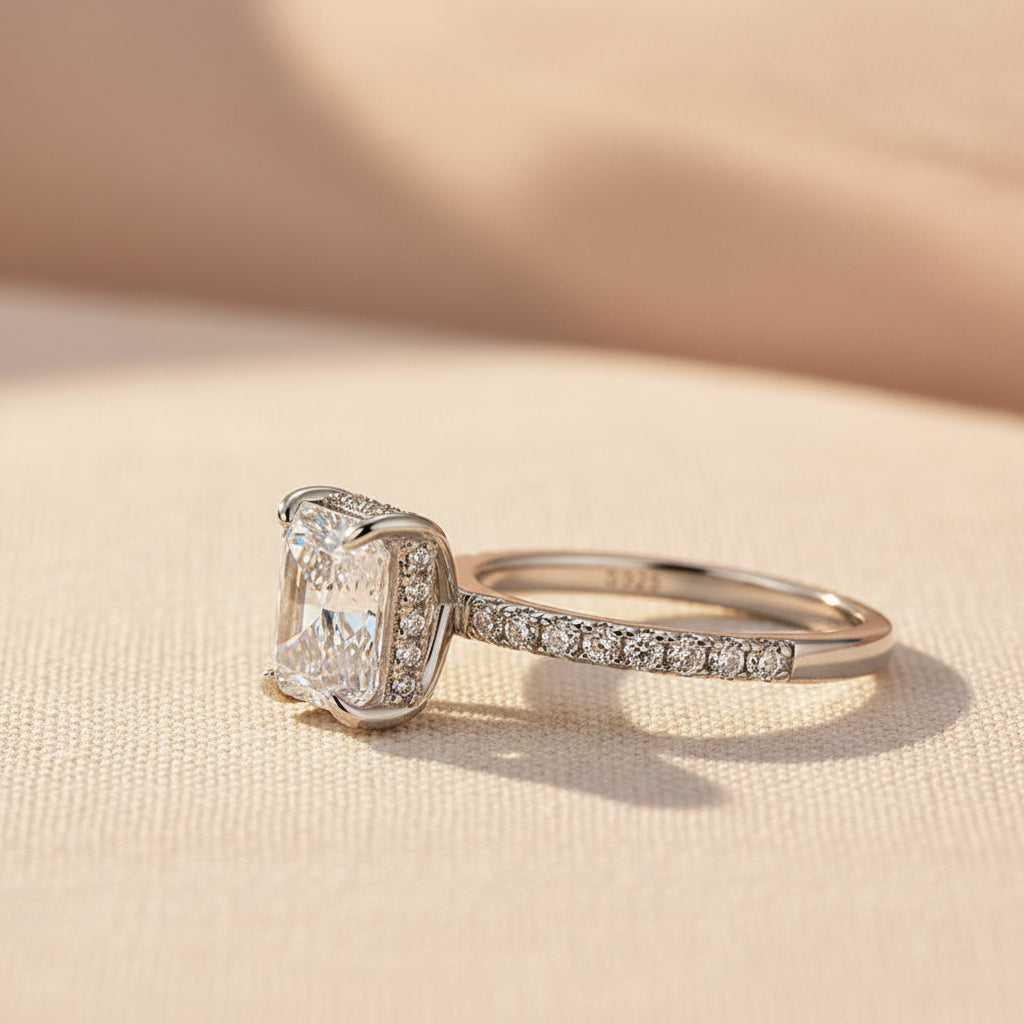 Aurevyn 2.0 Ct Radiant Cut White Gold Engagement Ring