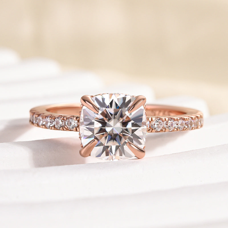 Aurevyn 2.0 Ct Square Cushion Rose Gold Bridal Ring