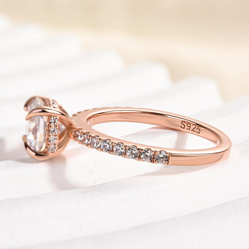 Aurevyn 2.0 Ct Square Cushion Rose Gold Bridal Ring