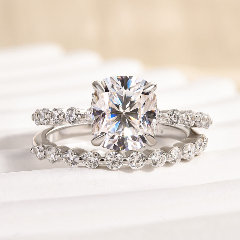 Aurevyn 2.0 Ct Cushion Cut Wedding Ring Set For Women