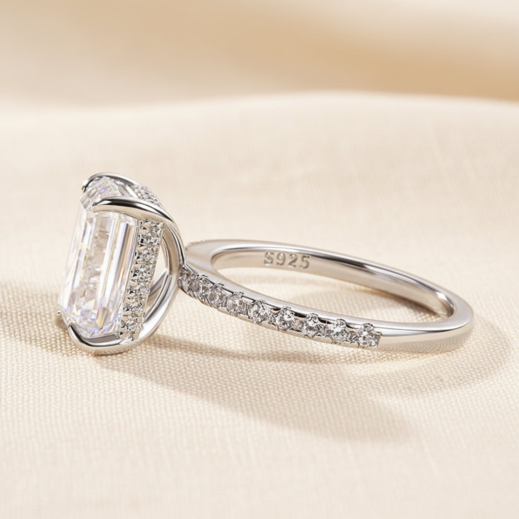 Aurevyn 3.5 Ct Emerald Cut Engagement Ring For Women