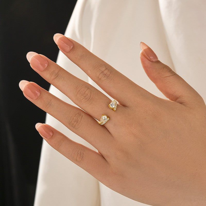 Aurevyn 1.0Ct Pear Cut Yellow Gold Open Wedding Band In Sterling Silver