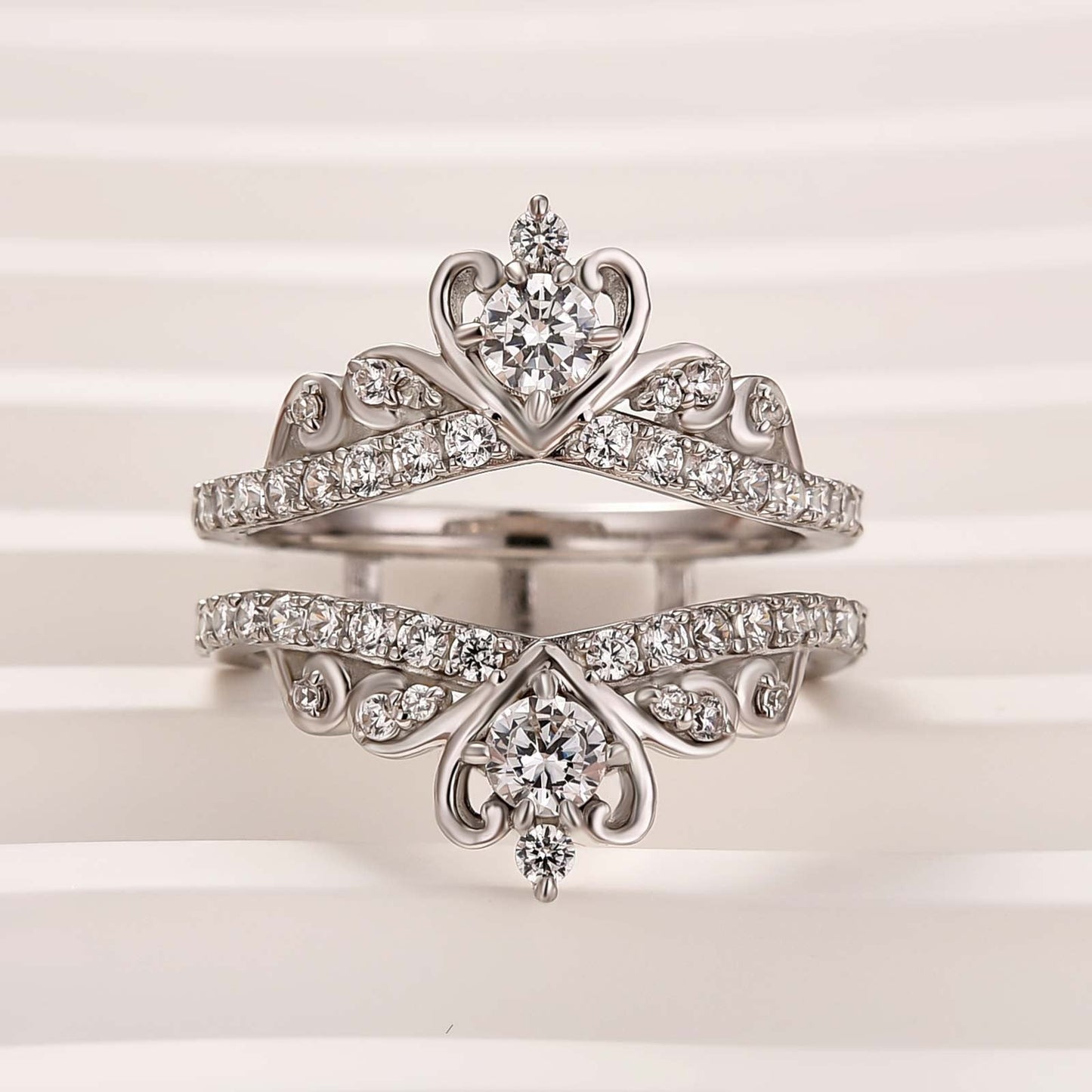 Aurevyn Moissanite Crown Shaped Insert Wedding Band Engagament Ring Enhancer In Sterling Silver