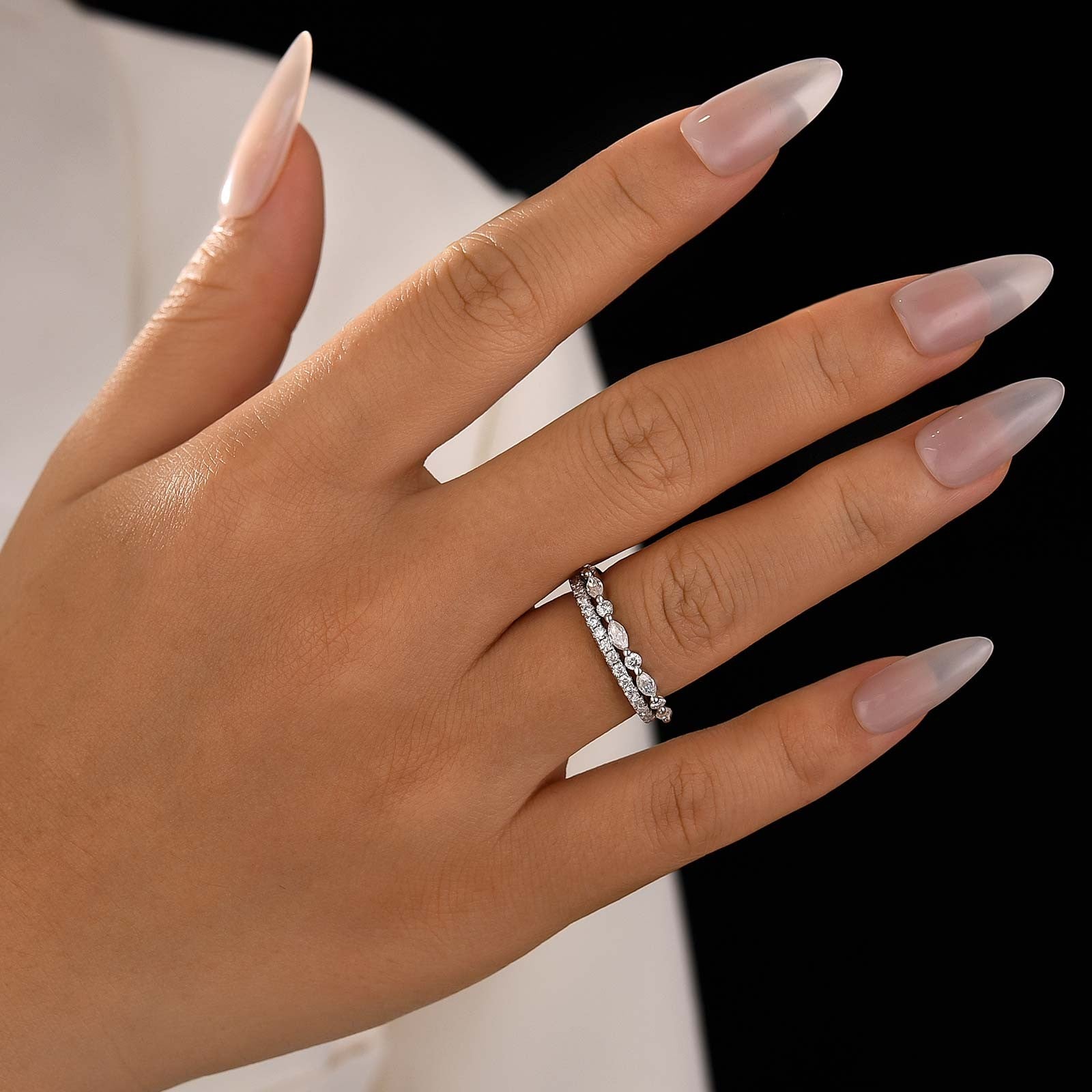 Aurevyn Eternity Stackable Moissanite Diamonds Wedding Band Set