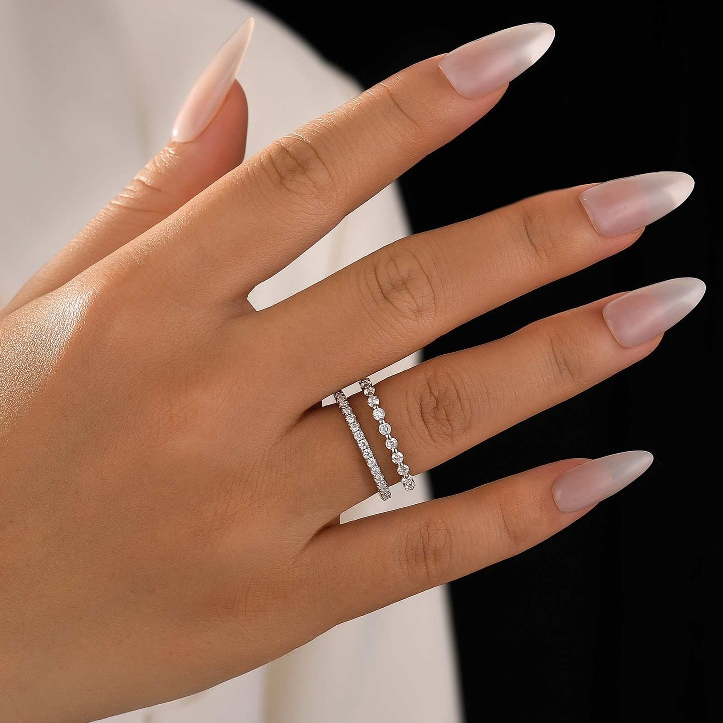 Aurevyn Moissanite Women's Stackable Wedding Band Set In Sterling Silver