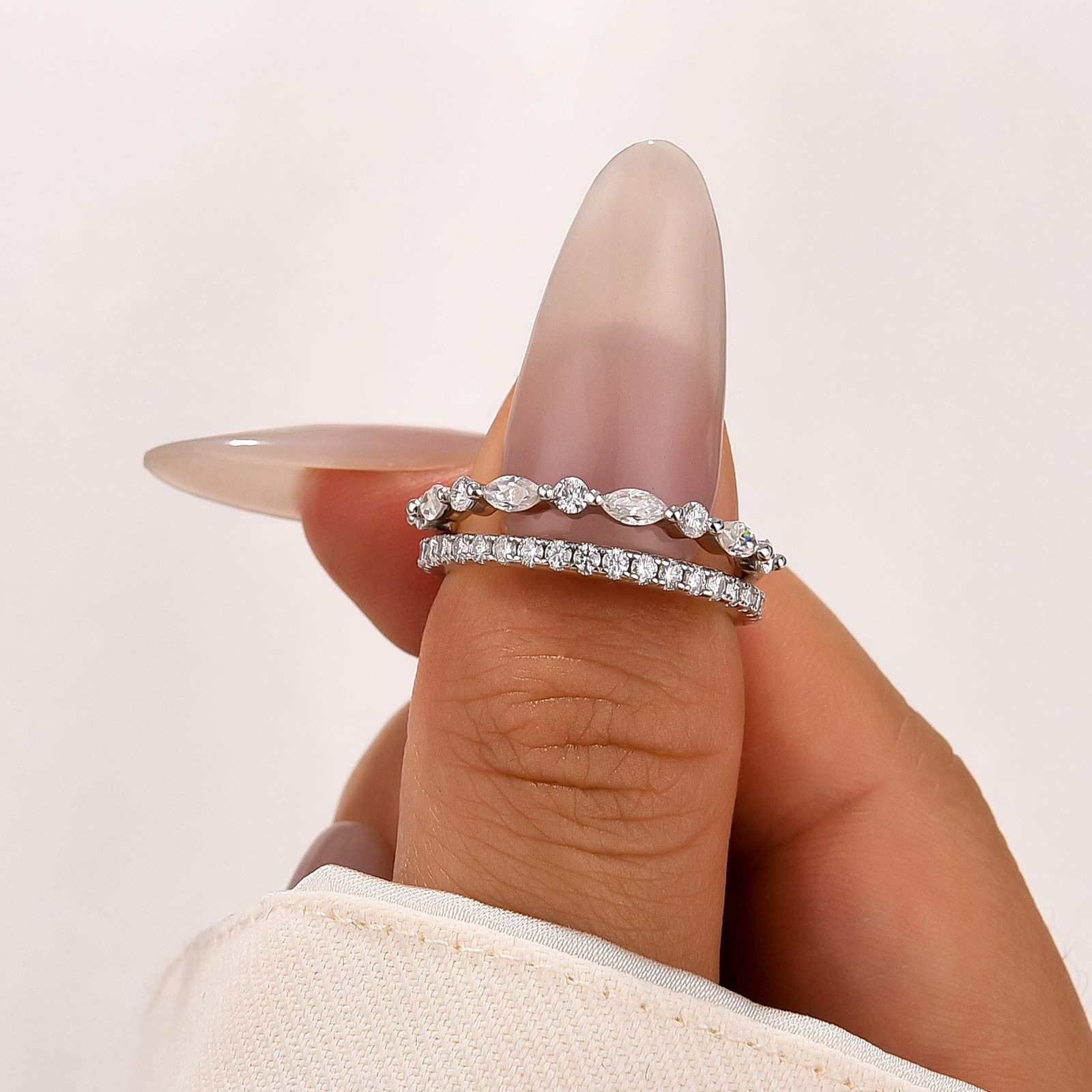 Aurevyn Eternity Stackable Moissanite Diamonds Wedding Band Set