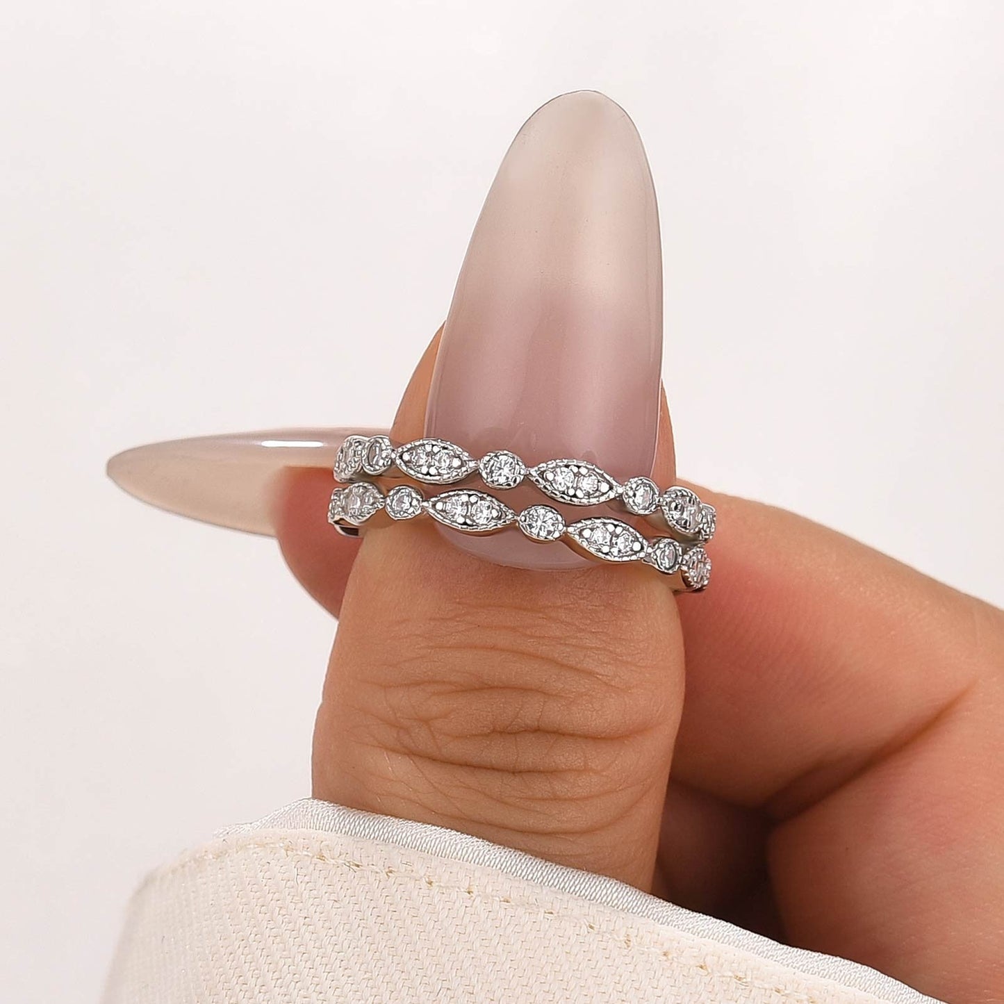 Aurevyn 0.6Ct Moissanite with Matching Pave Eternity Band in White Gold