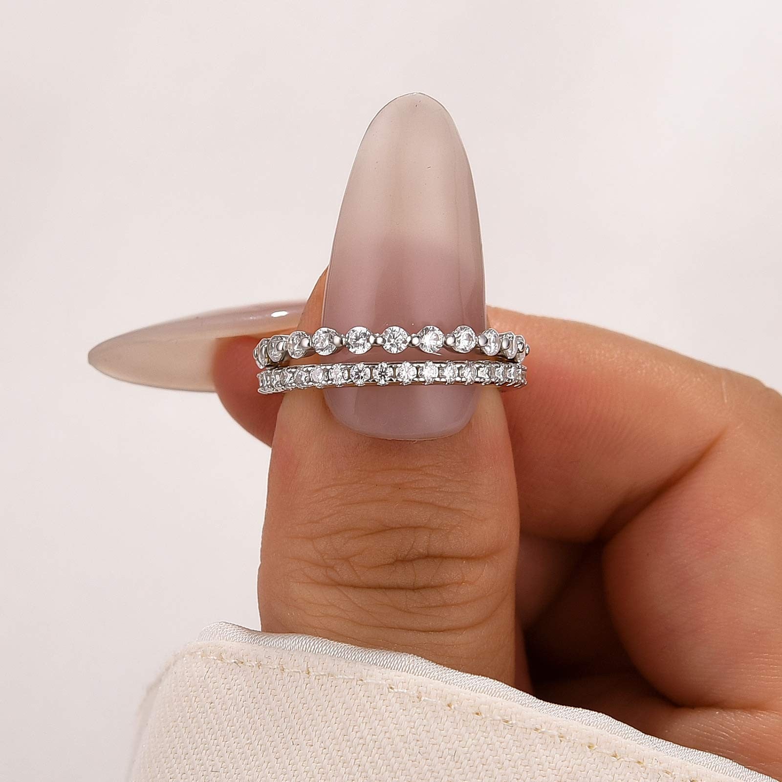 Aurevyn Moissanite Women's Stackable Wedding Band Set In Sterling Silver